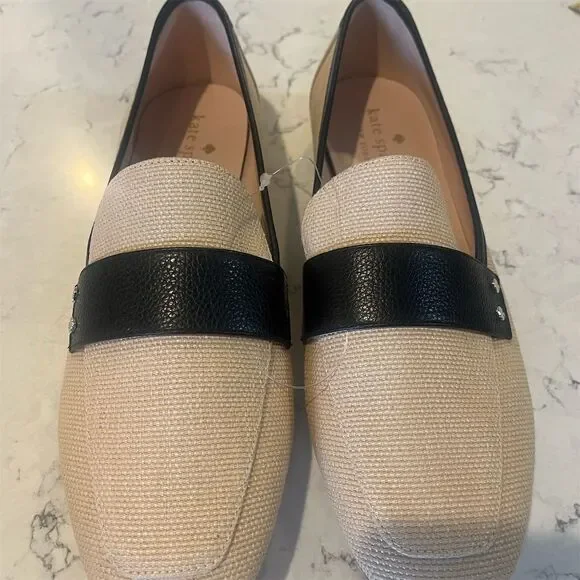 Kate Spade Women's Neutral Loafers Size 9B Raffia Straw Flats